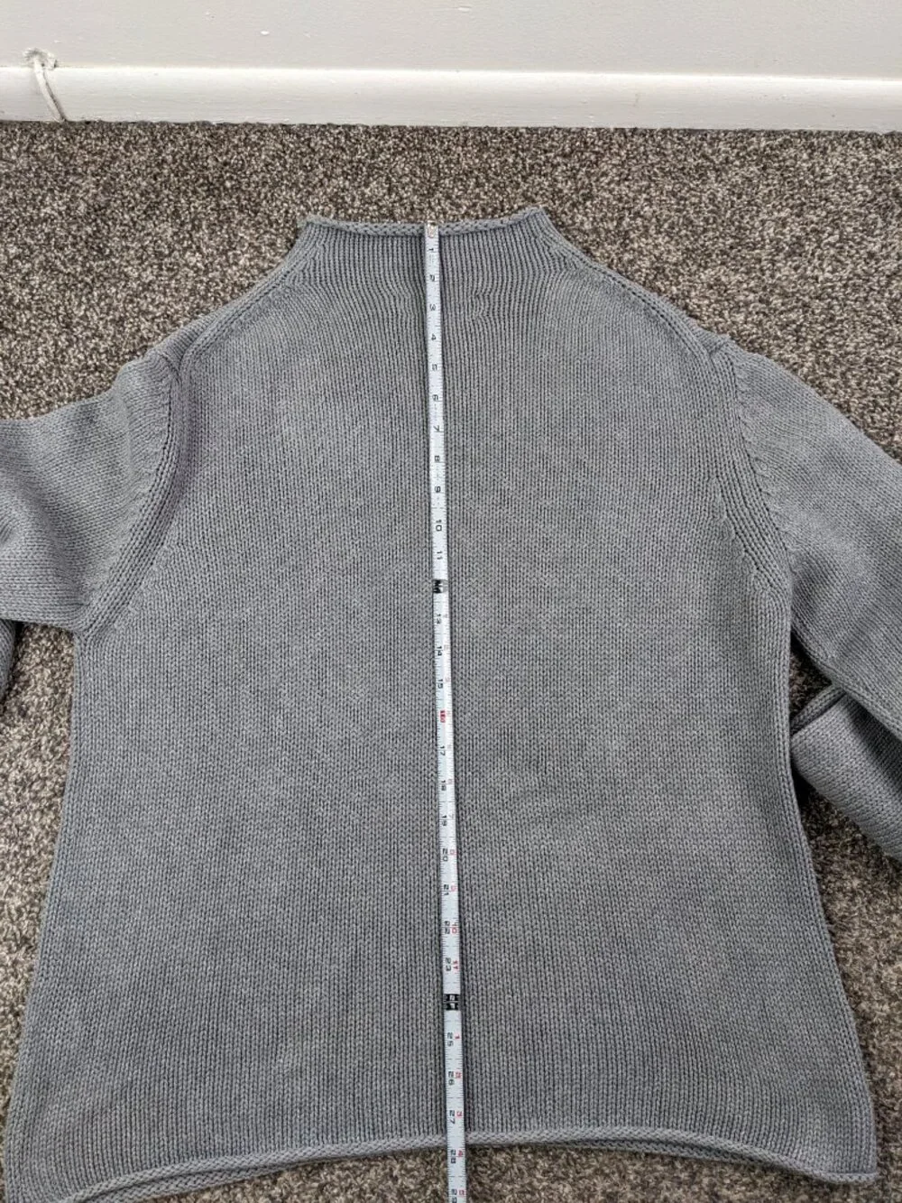 Vintage J Crew Sweater Roll Neck Cotton Fisherman Gray Mens Medium